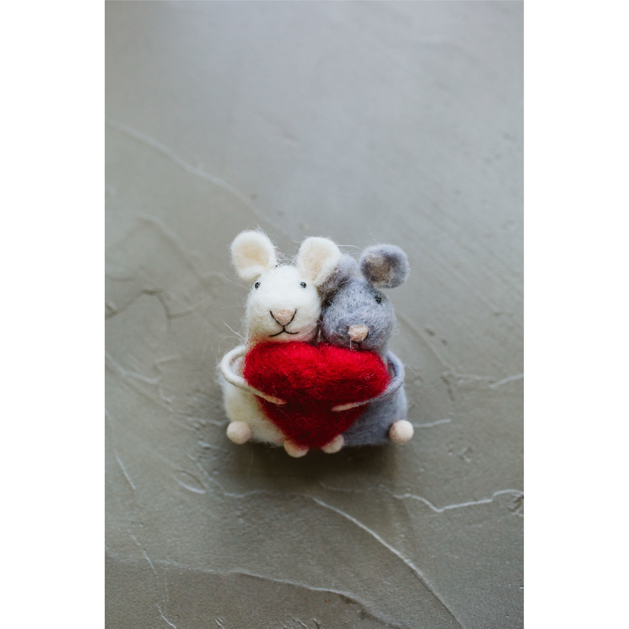 Wool Felt Mice Ornament - Pebble